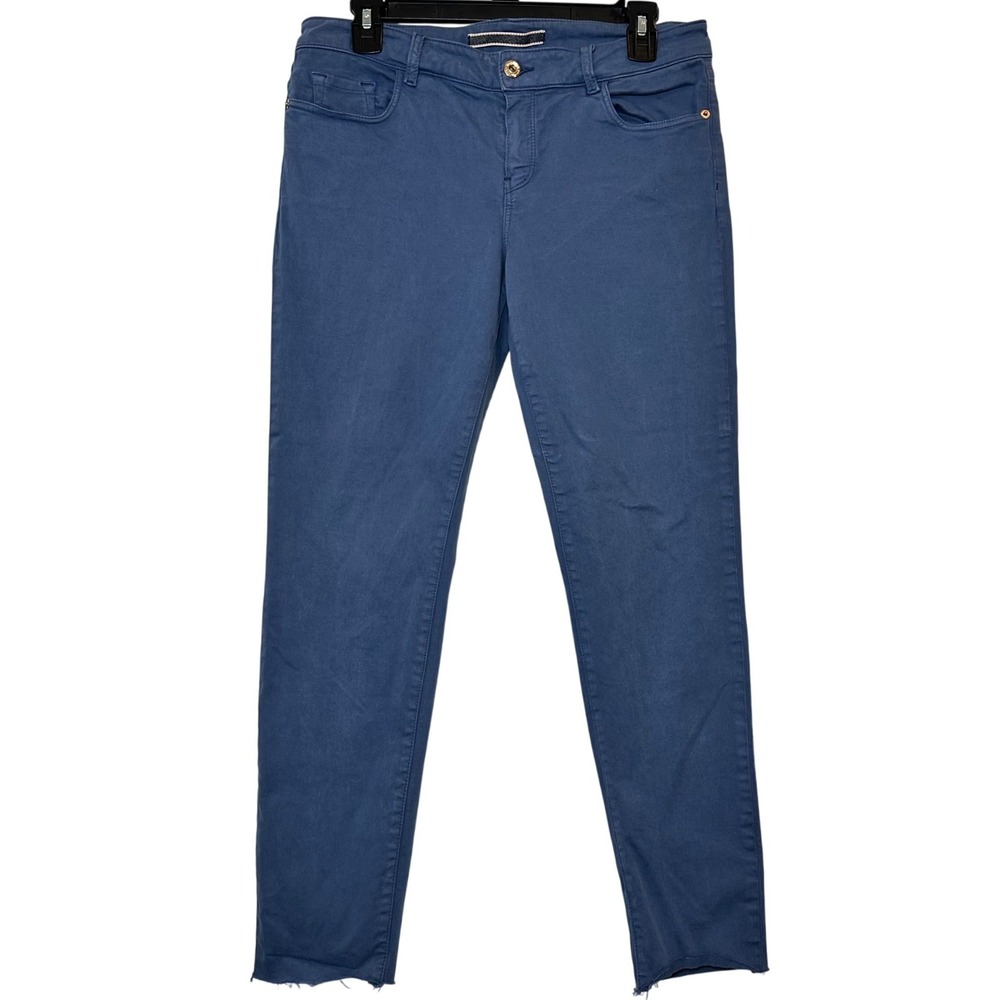 Massimo Dutti Blue Grey Skinny Fit Raw Hem Pants USA 10 MEX 32 Mid Rise‎